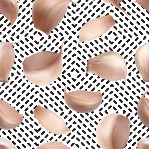 realistische Knoblauch nahtlose Muster auf abstrakten Hintergrund Draufsicht. Vektor 3D Illustration - Vektor, Bild