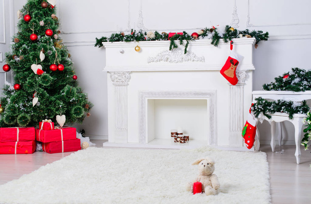 Interiérové dekorace: vánoční obývací pokoj dekorace interiéru w - Fotografie, Obrázek