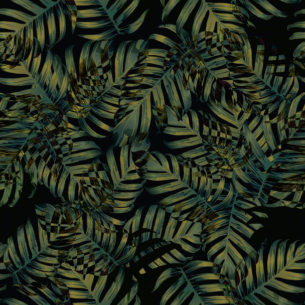 Palm Monstera Exotic Seamless Pattern.  - Vector, Image