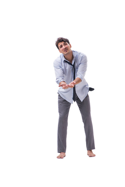 Barefooted businessman isolated on white background - Photo, Image