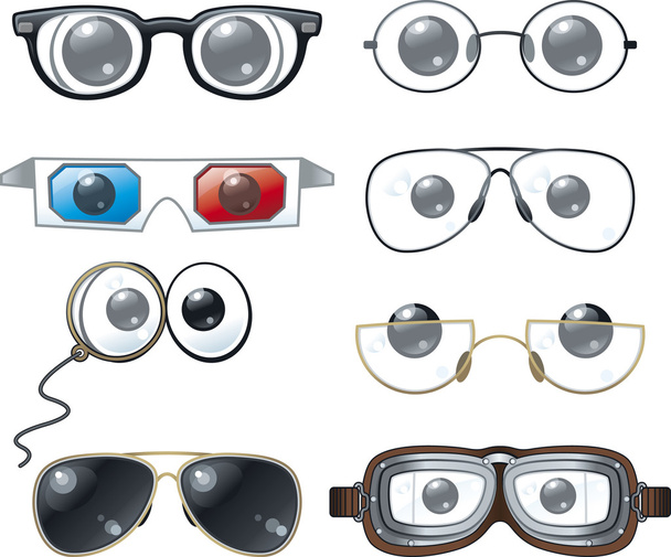 Coleção de óculos de desenhos animados
 - Vetor, Imagem