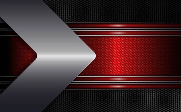 Geometrinen musta tausta kuvioitu punainen kehys reunus ja nuoli metallinen sävy
. - Vektori, kuva