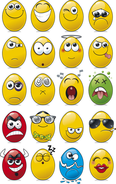 Coleção de desenhos animados em forma de ovo Emoticon
. - Vetor, Imagem