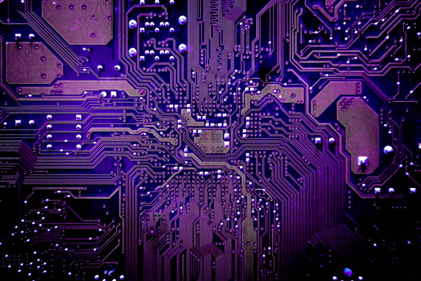 Closeup elektronische circuit bord achtergrond. Computerhardware. - Foto, afbeelding