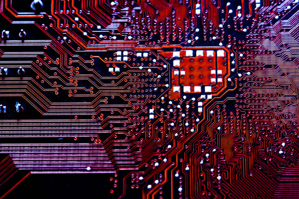 クローズ アップ電子回路基板の背景。コンピューターのハードウェア. - 写真・画像