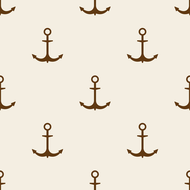 seamless pattern consisting of light background and brown anchor - Vektor, obrázek