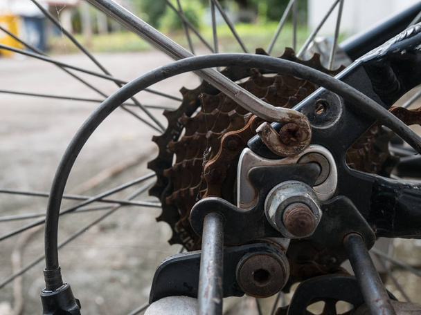 Fechar acima engrenagem de bicicleta vintage
. - Foto, Imagem