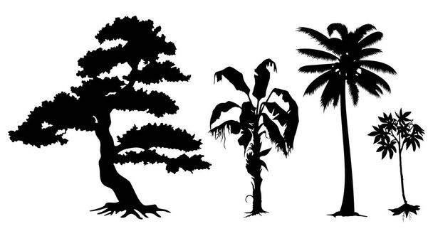 ilustrace ze siluety velkých a malých stromů - Vektor, obrázek