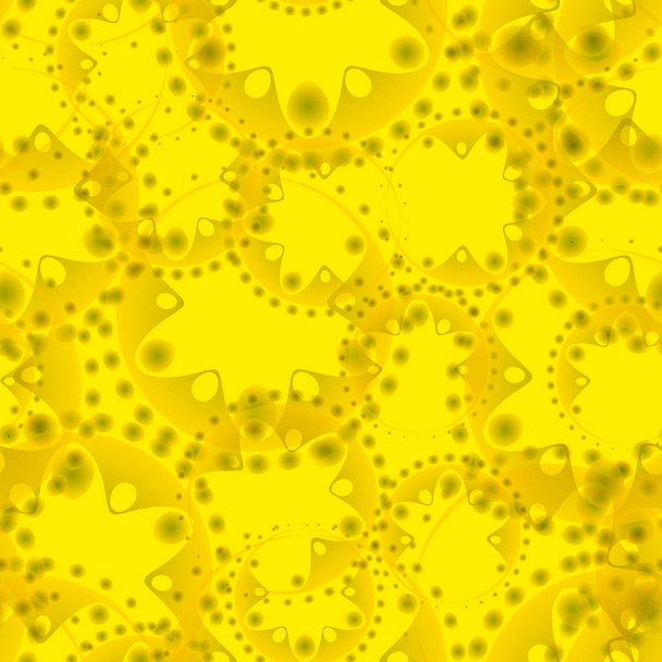 Vektor abstraktní jemný vzor bezešvé žlutá chapadla a bubliny na citron pozadí papíru nebo tkáně. Pro projektování textilií a papíru v přírodním stylu - Vektor, obrázek