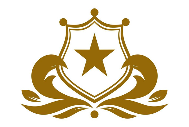 koning gouden schild star-logo - Vector, afbeelding