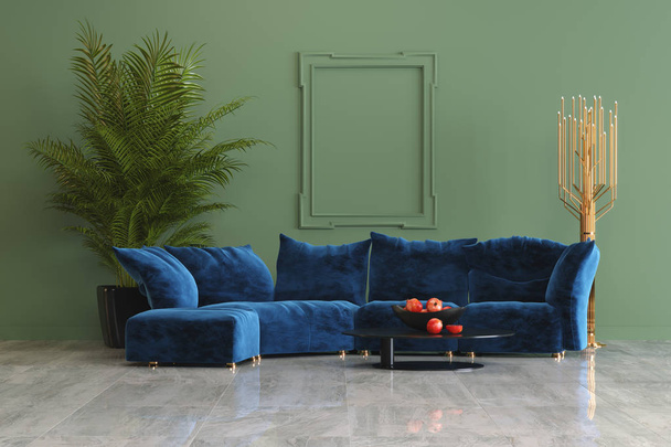 Studio εσωτερική καναπέ, φυτά και λαμπτήρες - Φωτογραφία, εικόνα