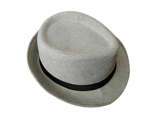 cappello grigio con un nastro nero isolato su sfondo bianco
 - Foto, immagini