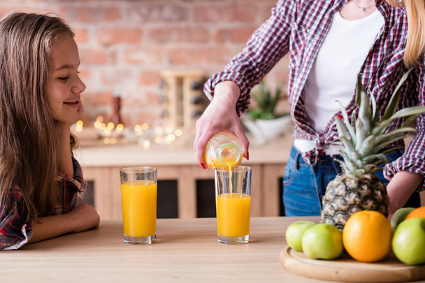 orange juice balanced healthy family lifestyle - Foto, imagen