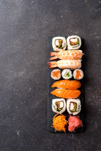 Set of Japanese sushi. Copy space - Фото, зображення