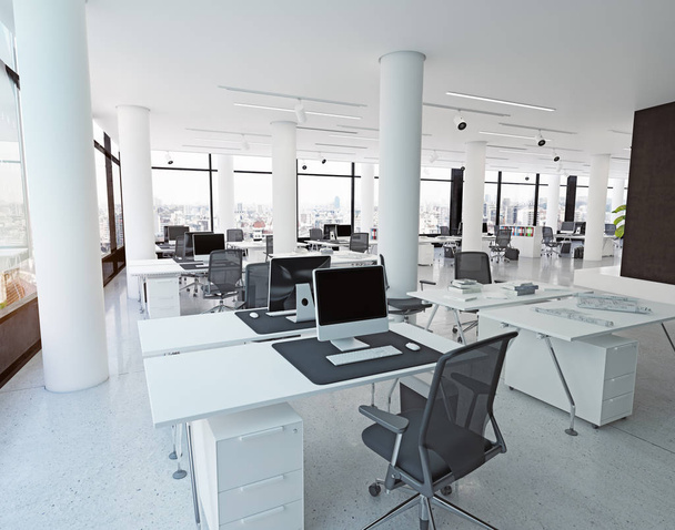 moderne loft kantoor interieur. 3D rendering concept - Foto, afbeelding