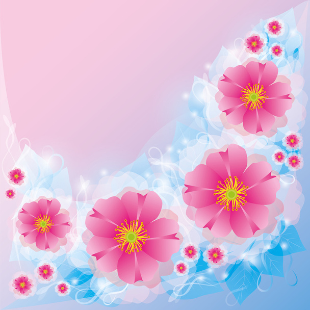 lichte achtergrond met bloemen. uitnodiging of wenskaart - Vector, afbeelding