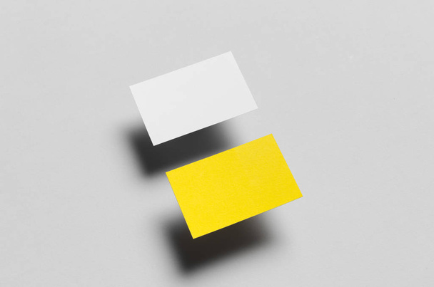 Branding / Stationery Mock-Up - Yellow & White. Floating - Business Cards (85x55mm) - Photo, Image