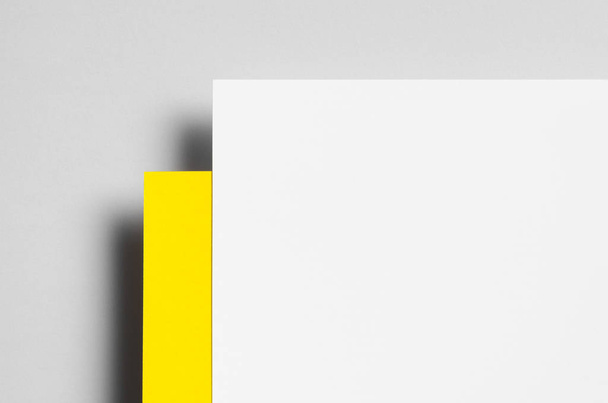Branding / Stationery Mock-Up - Yellow & White. Close-Up. Floating - Letterhead (A4) - Fotoğraf, Görsel