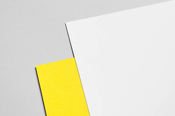 Branding / Stationery Mock-Up - Yellow & White. Close-Up - Letterhead (A4) - Foto, afbeelding