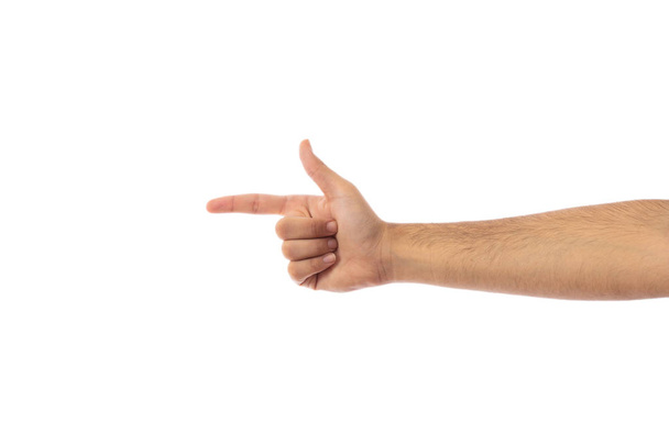 zweiter Schritt. Männliche Hand zählt zwei isoliert auf weißem Hintergrund, Clipping-Pfad - Foto, Bild