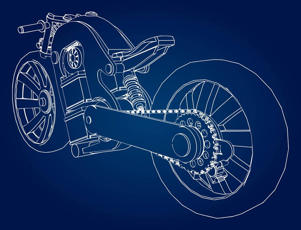 O conceito da motocicleta elétrica do futuro. Ilustração vetorial em linhas de contorno
 - Vetor, Imagem