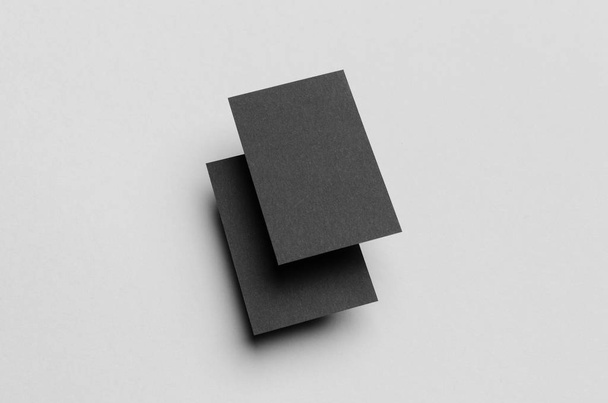 Black Business Card Mock-Up (85x55mm) - 写真・画像