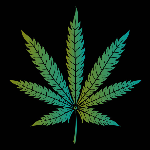 Vector blad van marihuana met een verloop op een donkere achtergrond - Vector, afbeelding