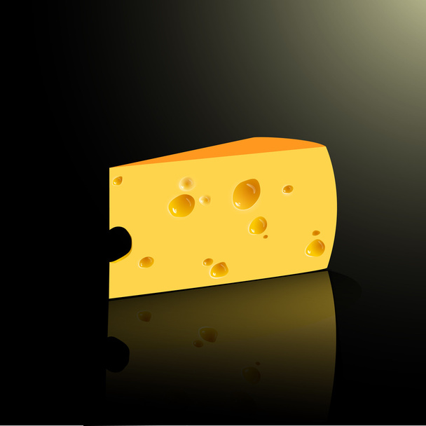 チーズのスラブ。黒の背景ベクトル イラスト - ベクター画像