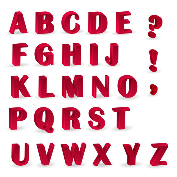 conjunto de alfabetos rojos con números, números de alfabeto 3d para su publicidad y diseño web. Ilustración vectorial
 - Vector, Imagen