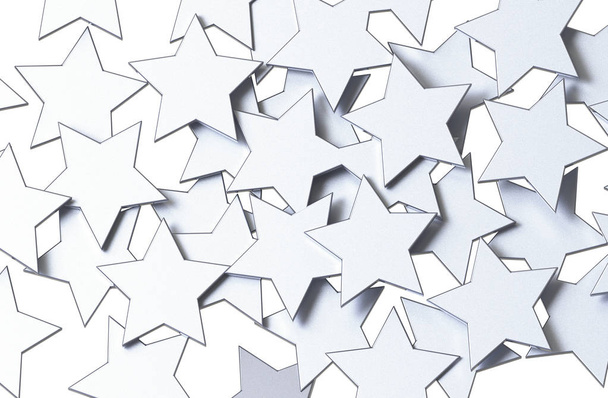 Срібні зірки ізольовані на білому тлі. 3D візуалізація. - Фото, зображення
