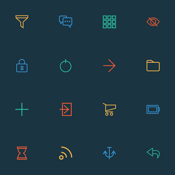Interface icons line style set with return, charge, ahead and other apps elements. Isolated  illustration interface icons. - Photo, Image