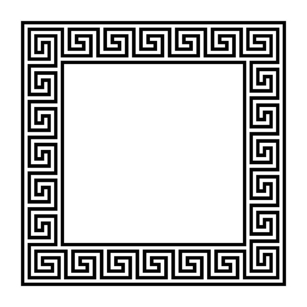Square frame with seamless meander pattern. Meandros, a decorative border, constructed from continuous lines, shaped into a repeated motif. Greek fret or Greek key. Illustration over white. Vector. - Vector, Image