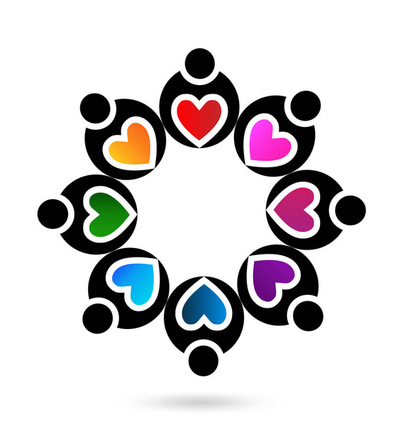 Heart teamwork people vector icon - Vector, Image