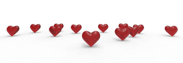 Group of Valentine Hearts on white background. 3D rendering. - Zdjęcie, obraz