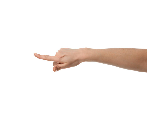 Woman hand pointing touching or pressing finger - Photo, image