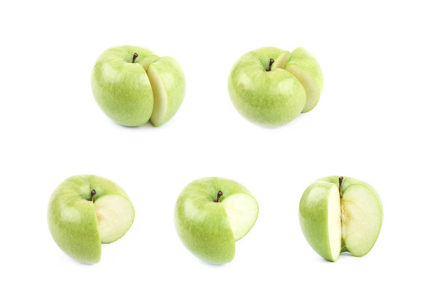 Green sliced apple isolated - Fotoğraf, Görsel