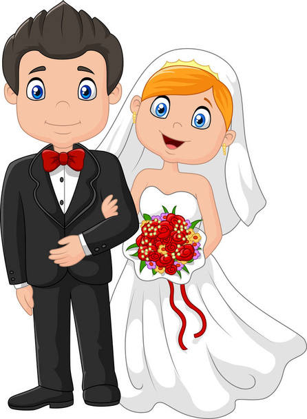 Šťastný svatební obřad nevěsty a ženicha. vektorové ilustrace - Vektor, obrázek