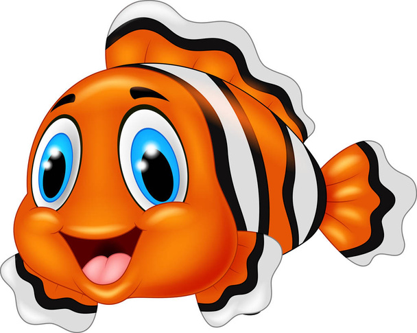 Bonito palhaço peixe desenho animado posando
 - Vetor, Imagem