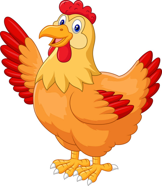 Κοτόπουλο κότα κουνώντας το χέρι του σε λευκό φόντο - Διάνυσμα, εικόνα