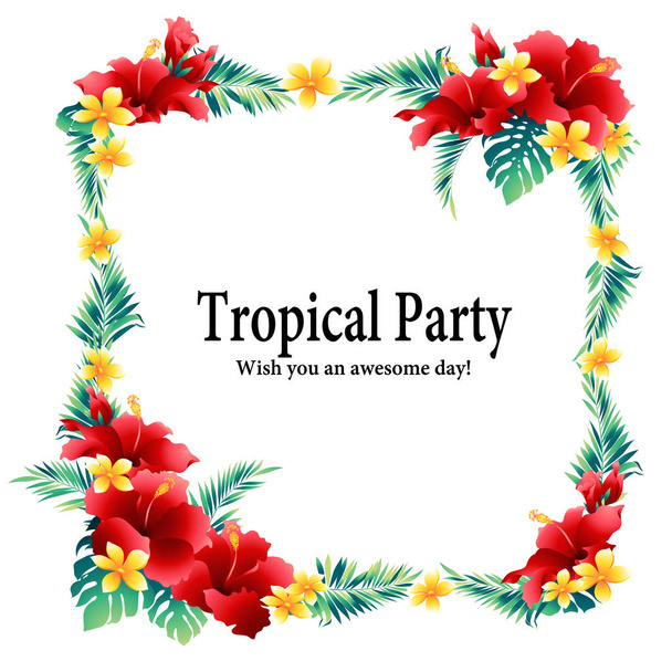Diamètre de décoration de fleurs tropicales, j'ai fait un cadre de décoration avec une fleur tropicale
 - Vecteur, image