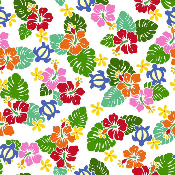 Hibiscus flower pattern,I drew Hibiscus for designing it,This painting continues repeatedly,It is a vector work - Wektor, obraz