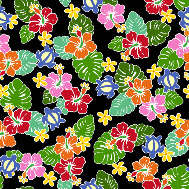 Hibiscus flower pattern,I drew Hibiscus for designing it,This painting continues repeatedly,It is a vector work - Вектор, зображення