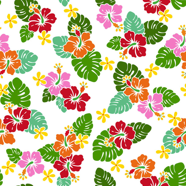Hibiscus flower pattern,I drew Hibiscus for designing it,This painting continues repeatedly,It is a vector work - Вектор, зображення