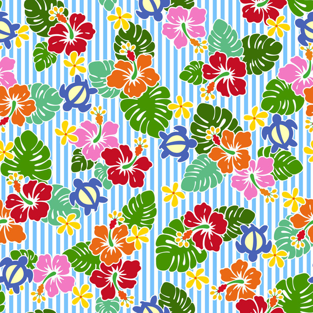 Hibiscus flower pattern,I drew Hibiscus for designing it,This painting continues repeatedly,It is a vector work - Wektor, obraz