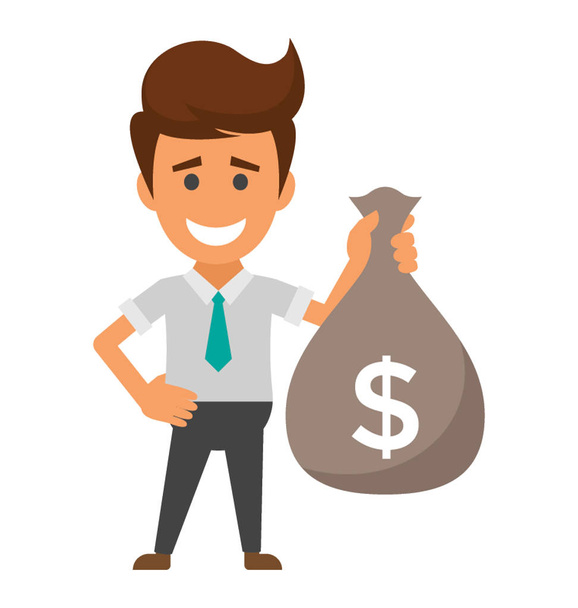 Ένα άτομο με χρήματα σάκο συμβολίζει επενδυτή - Διάνυσμα, εικόνα