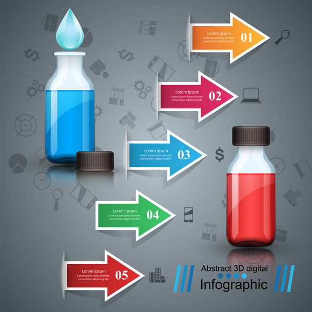 Business Infographics. Medicine bottles,  Recipe icon. - Vektor, obrázek