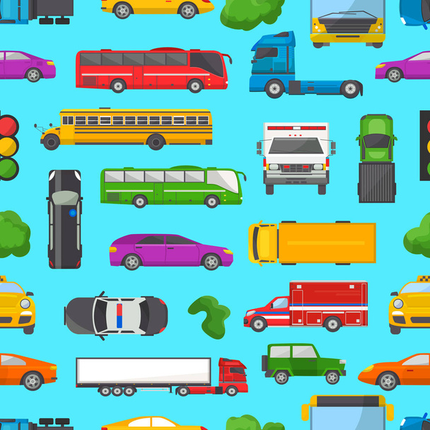 Traffic jam vector transport car vehicle and bus in the rush hour on highway road vector illustration set of transportation congestion of automobiles and minivans in jammed line - Vector, Image