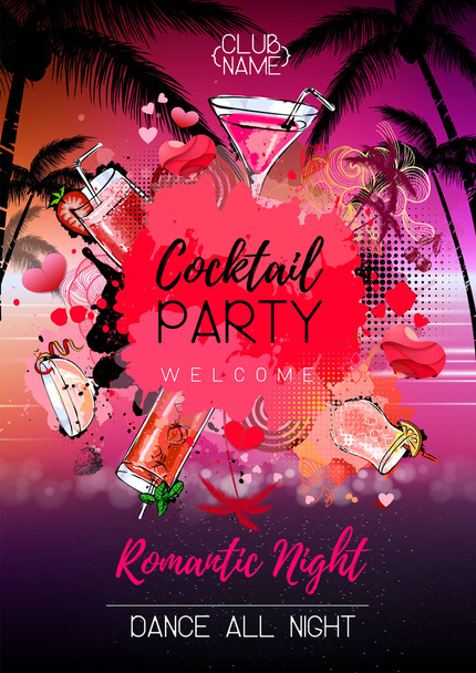 Sommercocktail Party Plakatentwurf. Cocktailkarte - Vektor, Bild