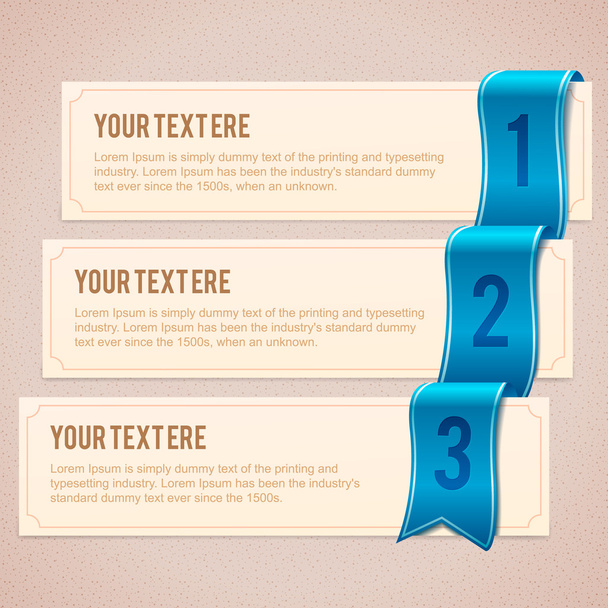 Set de 3 banners opcionales con cinta azul
 - Vector, Imagen