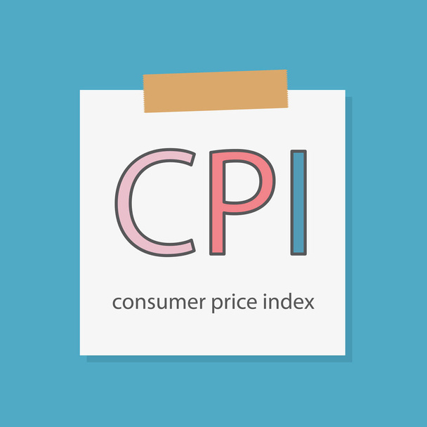 CPI (δείκτης τιμών καταναλωτή), γραμμένο σε ένα σημειωματάριο χαρτί-διανυσματικά εικονογράφηση - Διάνυσμα, εικόνα